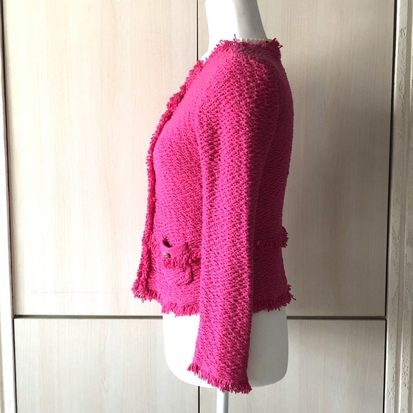 CACHE Pink Knit Jacket Sweater Cardigan Blazer Sz XS - Picture 4 of 13